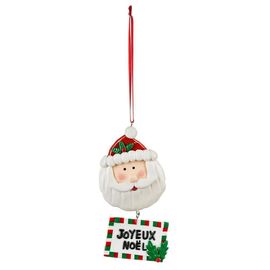 Figurine père Noël à suspendre avec pancarte H 10 cm