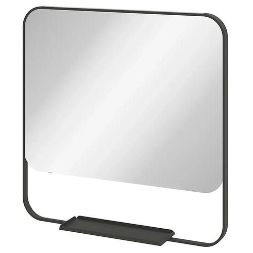 Miroir de salle de bains mural avec tablette 60.5 x 60.5 cm, noir, GoodHome Maza