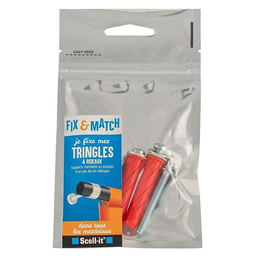 Kit de fixation pour tringles à rideaux Scell-It "Je fixe