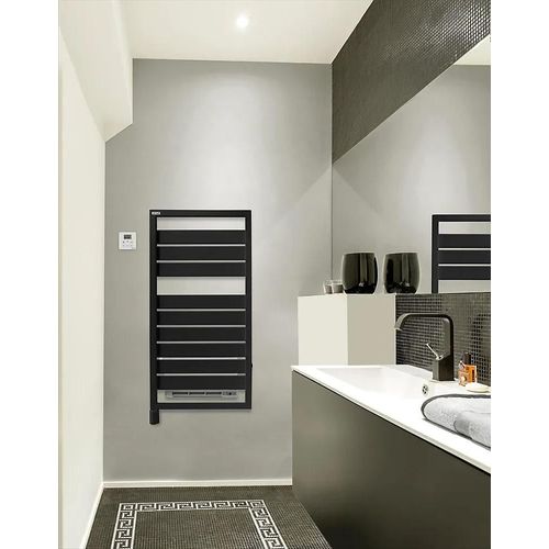 Sèche-serviettes électrique à inertie fluide Acova Astrakan + Air noir mat 500W + soufflerie 1000W