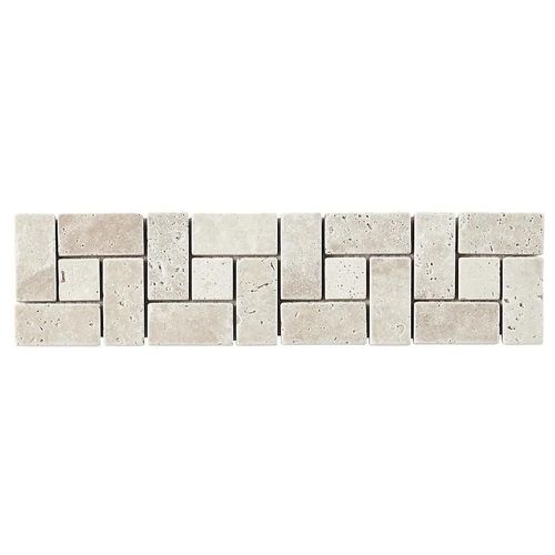 Listel Travertin carré en pierre naturelle 31.5x6,7cm beige et ivoire