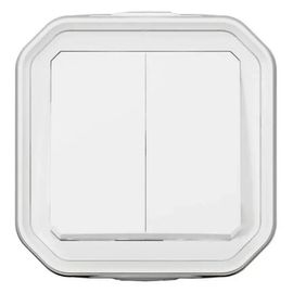 Double interrupteur Legrand Plexo blanc en saillie