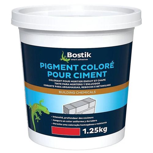Colorant Bostik Pigment pour Ciment, Mortier, Enduit et Chape Rouge 1,25kg