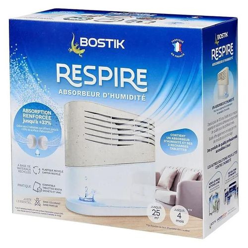 Absorbeur d'humidité avec 2 tablettes de 250 g Bostik Respire pour surface de 25 m²