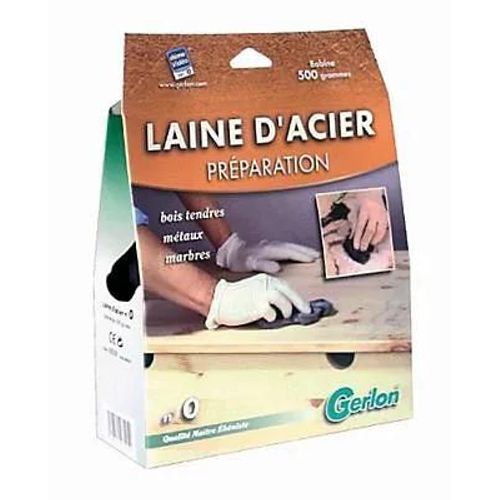 Laine d'acier n°0 bois tendres, métaux, marbres Gerlon 500g
