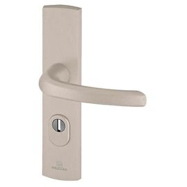 Ensemble poignée de porte blindée béquille sur plaque standard eMUST Bricard entraxe 195mm brossé gris