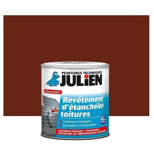 Peinture revêtement d'étanchéité toitures fortement élastique Julien mat brun rouge 2,5L