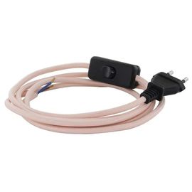 Câble en textile rose pale Chacon 2m 2 x 0,75mm² HO3VVH2-F avec interrupteur
