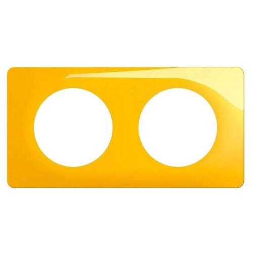 Plaque de finition 2 postes Legrand Céliane CP0422 coloris jaune safran l.161 x P.9 x H.82 mm