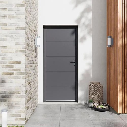Porte d'entrée FORTIA alu gris RAL 7021 Madryn 96 x h.218 cm poussant gauche