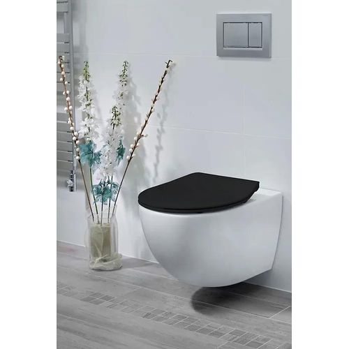 Abattant WC noir mat avec frein de chute déclipsable Bemis