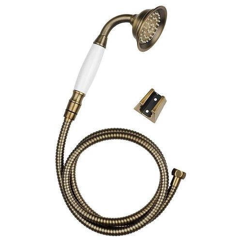 Trio douchette + flexible + support vieux bronze Edouard Rousseau Retro