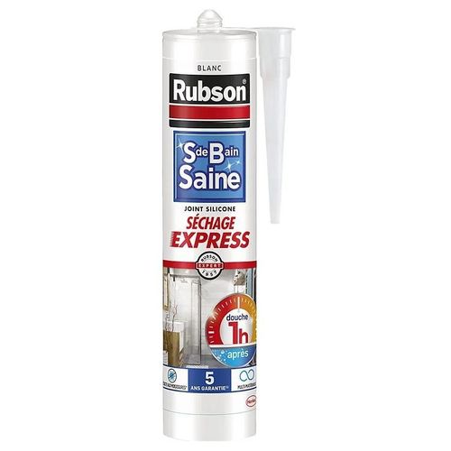 Mastic d'étanchéité salle de bain Rubson silicone séchage express blanc 280ml