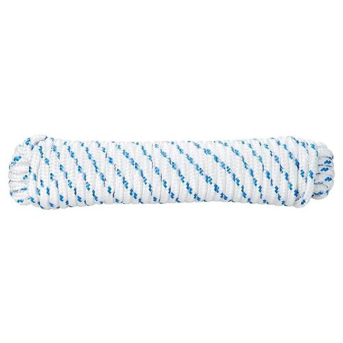 Corde tressée en polypropylène blanche et bleue DIALL ø8 mm, 15 m