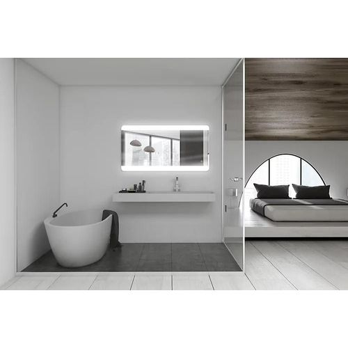 Miroir de salle de bains lumineux LED, argenté l.70 x H. 136 cm, MPGlass Vague