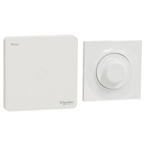 Kit éclairage avec variateur rotatif + passerelle wifi + plaque de finition simple Schneider Electric Odace Wiser blanc
