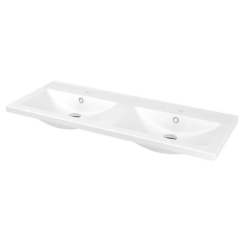 Plan double vasque en céramique blanc GoodHome Nira 120 cm