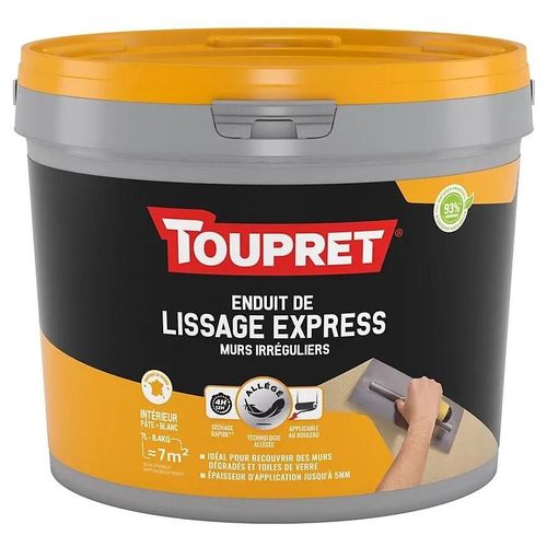 Enduit de lissage express mur irrégulier Toupert 7L