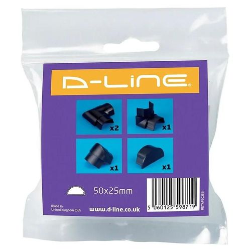 Multi-pack d'accessoires pour goulotte D-Line noire 50 x 25 mm