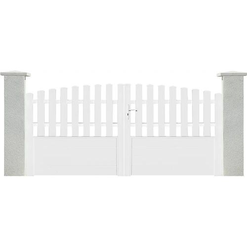 Portail Battant Pvc Blanc Rosière Bas Plein Cadre Aluminium L 3,5m X H 1.25m/1,40m