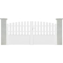 Portail Battant Pvc Blanc Rosière Bas Plein Cadre Aluminium L 3,5m X H 1.25m/1,40m