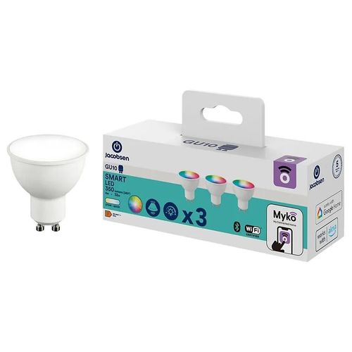 3 Ampoules Led Connectées Myko Gu10 350lm=32w Variation De Blancs Et Couleurs Jacobsen Blanc