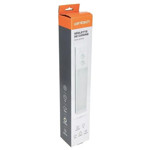 Réglette Sous Meuble Avec Prises Led Intégrée Blanc Neutre Ip20 850lm 3680w L.8xl.8,5xh.50cm Zenitech