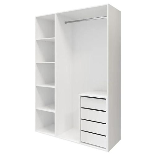 Dressing Blanc 4 Tablettes 4 Tiroirs Goodhome Atomia H. 225 X L. 150 X P. 58 Cm