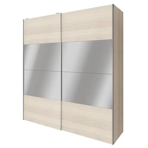 Armoire Penderie Portes Coulissantes Effet Chêne Et Miroir Goodhome Atomia H. 225 X L. 200 X P. 63,5 Cm