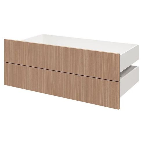 Lot De 2 Tiroirs Goodhome Atomia Effet Chêne Chaud H. 18,5 X L. 99,7 X P. 50 Cm