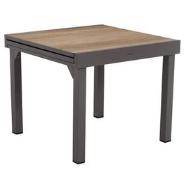 Table De Jardin Extensible Piazza Aluminium Marron L.90/180 X L.90 X H.75 Cm