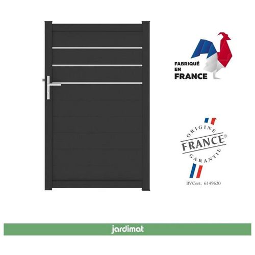 Portillon Jardimat Battant Aluminium Alpes Trio Noir - 100 X H.160 Cm