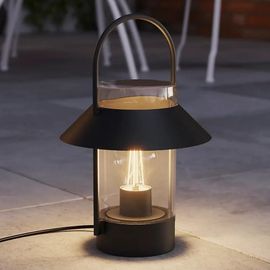 Lampe À Poser Caprera Sur Secteur E27 Ip44 Goodhome Noir