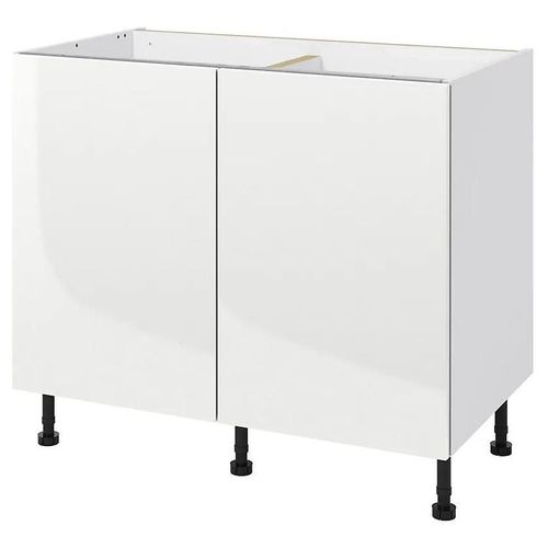 Meuble Bas De Cuisine Avec 2 Portes Goodhome Stevia Blanc Brillant L. 100 X H. 72 Cm