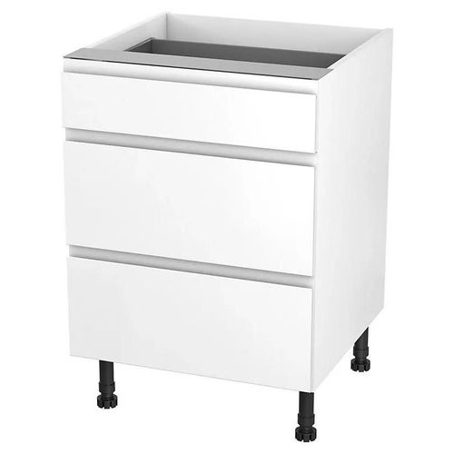 Meuble Bas De Cuisine Avec 1 Tiroir Et 2 Casseroliers Goodhome Garcinia Blanc Brillant L. 60 X H. 72 Cm