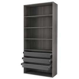 Dressing Ouvert Tablettes Et Tiroirs Effet Chêne Grisé Goodhome Atomia H. 225 X L. 100 X P. 45 Cm