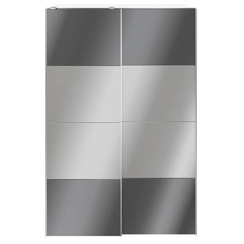 Armoire Penderie Portes Coulissantes Anthracite Brillant Et Miroir Goodhome Atomia H. 225 X L. 150 X P. 63,5 Cm