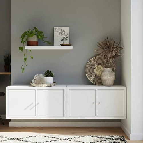 2 Étagères Modulables 2 Cubes Avec 4 Portes Goodhome Mixxit Blanc
