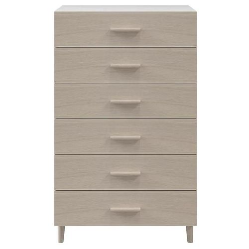 Commode Sur Pieds Blanche Et Effet Chêne 6 Tiroirs Goodhome Atomia H. 123,5 X L. 75 X P. 47 Cm