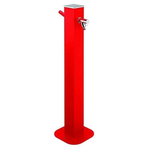 Fontaine De Jardin En Aluminium Avec Robinet Coloris Rouge L.25 X P.26 X H.100 Cm