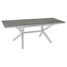 Table De Jardin Extensible Absolu Proloisirs Céramique Mat Coloris Lucca Châssis Blanc P.100 Cm X L.180/240 Cm X H.77 Cm