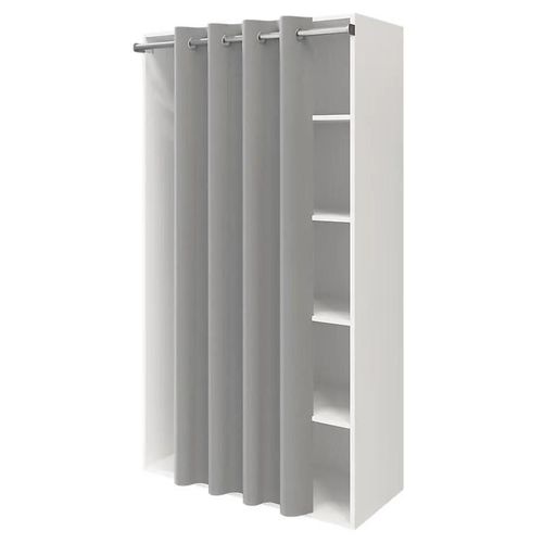 Dressing Blanc Avec Rideau Et Tringle Coulissante Goodhome Atomia H. 187,5 X L. 100 X P. 50,5 Cm