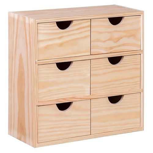 Mini Commode Carrée En Pin Massif 6 Tiroirs