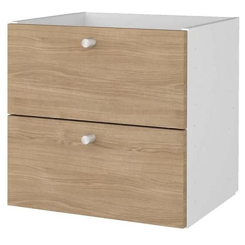 Bloc Avec 2 Tiroirs Pour Étagère Cube Goodhome Mixxit Effet Chêne
