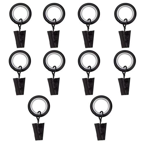 10 anneaux pour barre à rideau Nisis GoodHome ¿10mm noir