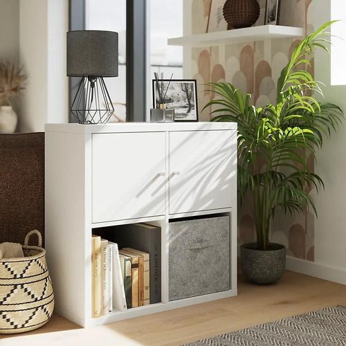 Étagère Modulable 4 Cubes Avec 2 Portes Goodhome Mixxit Blanc