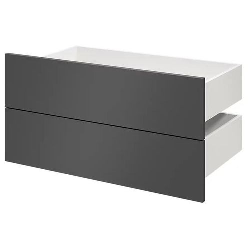 Lot De 2 Tiroirs Goodhome Atomia Anthracite H. 18,5 X L. 74,7 X P. 39 Cm