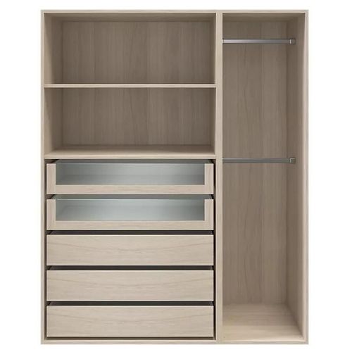 Dressing Effet Chêne 2 Tablettes 5 Tiroirs Goodhome Atomia H. 187,5 X L. 150 X P. 58 Cm