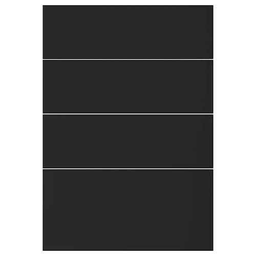 Façade De Cuisine 3 Tiroirs Et 1 Casserolier Stevia Noir Mat L. 50 Cm X H. 72 Cm Goodhome