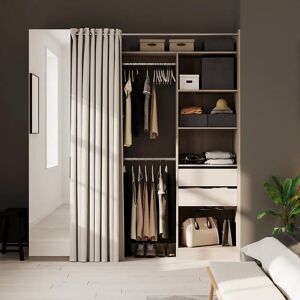 Dressing EKIPA Blanc - Dimensions 220 X 40 X 180 Cm (L X P X H) - Armoire De Rangement Avec Portes